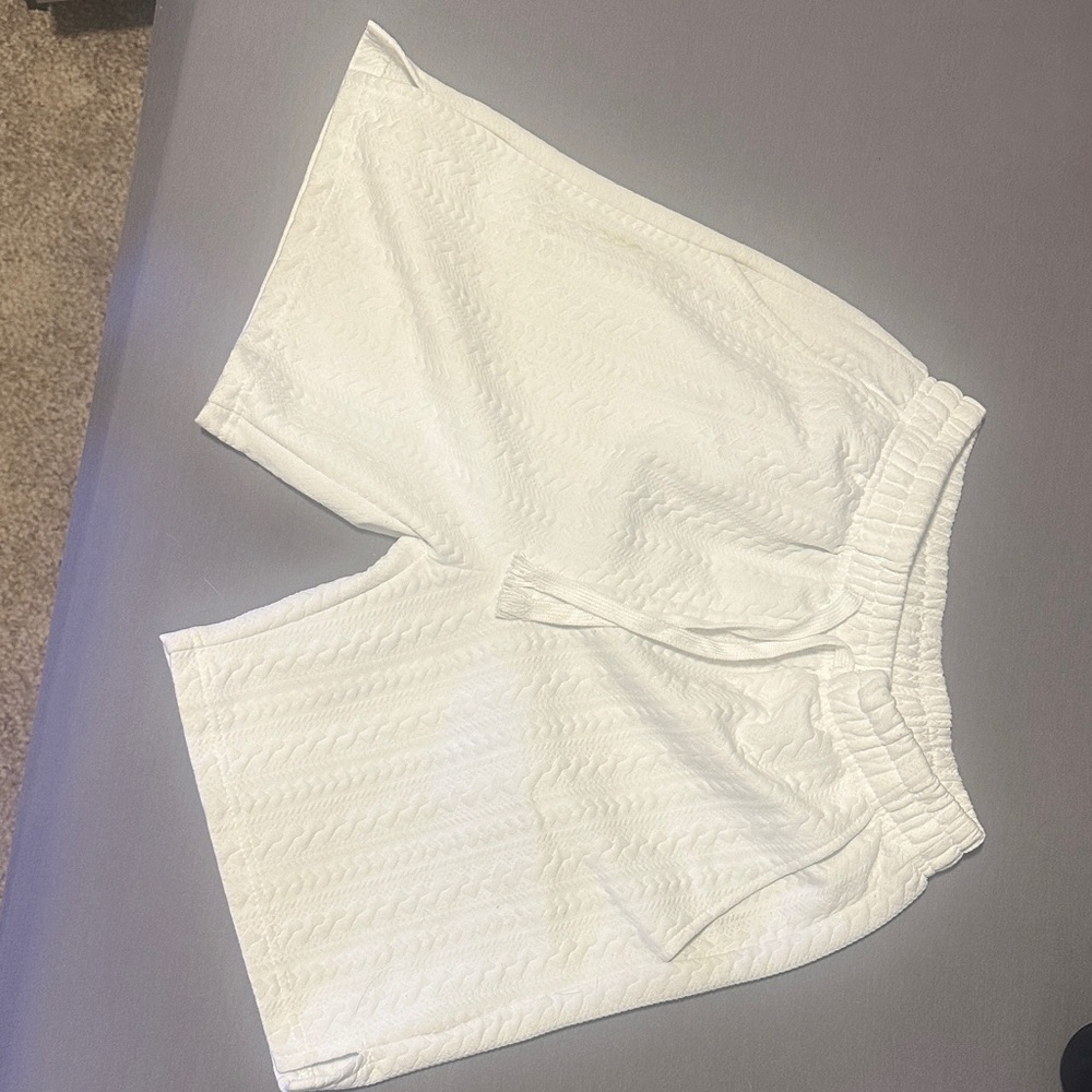 SHEIN White Textured Athletic Shorts
